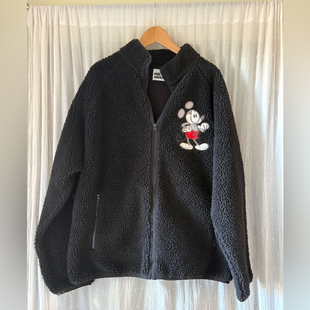 Disney Black Fleece Jacket with Mickey Mouse